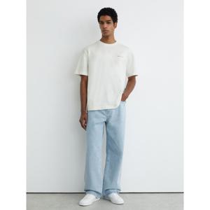 REISS Splash Cotton Dive-Print Relaxed-Fit T-Shirt in White